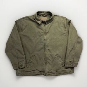 True Nation Olive Green Work Jacket 2XLT‎ Big Tall Utility Cotton Canvas Coat
